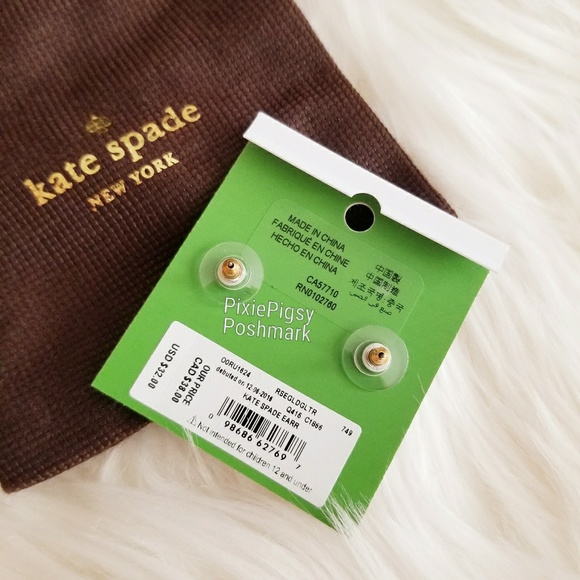 Kate Spade Rose Gold Glitter Gum Drop Stud Earring - Picture 3 of 3